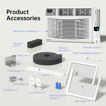 18000 BTU Window Air Conditioner 1000 Sq Ft. Ac Units Intelligent , LED Diswplay Screen, with Remote Control, Dehumidifier/Fan, Operates Quietly, Energy-Saving. 24 Timer, 208/230 VOLTS