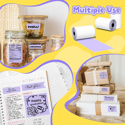 Phomemo Purple Self-Adhesive Thermal Paper, Glossy Sticker Paper Label for Phomemo M02/M02 Pro/M02S/P2S/M03/M04S Mini Sticker Printer, 50Mm X 3.5M, Diameter 28Mm, 3-Rolls, Image Time 20 Years