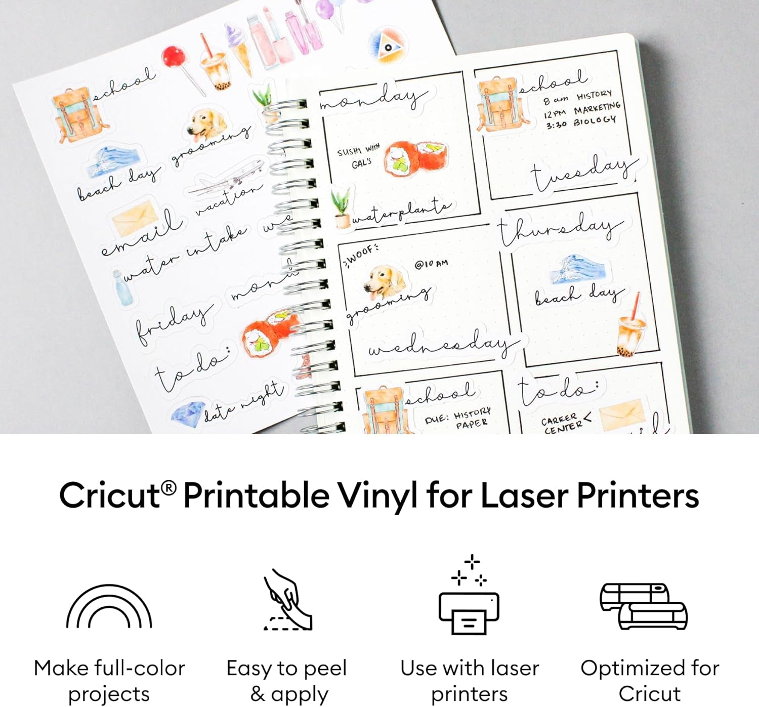 Cricut Printable Vinyl - 25 White Sheets, US Letter Size (8.5In X 11In) - Compatible with Inkjet Printers - for Joy Xtra, Explore, & Maker Machines