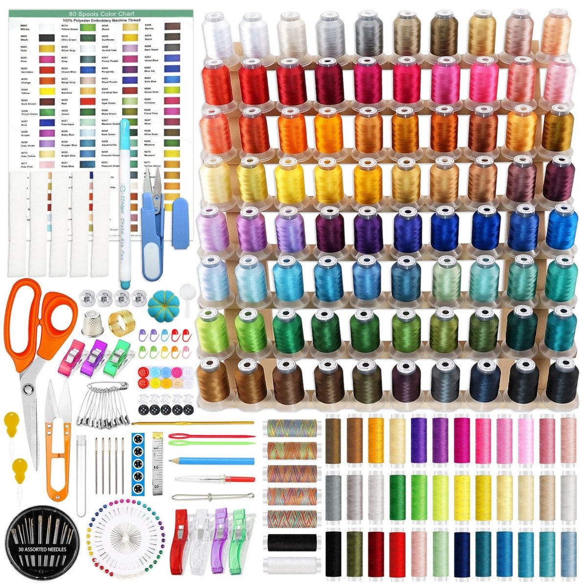 Deluxe Sewing & Embroidery Accessory Kit - 123 Spools