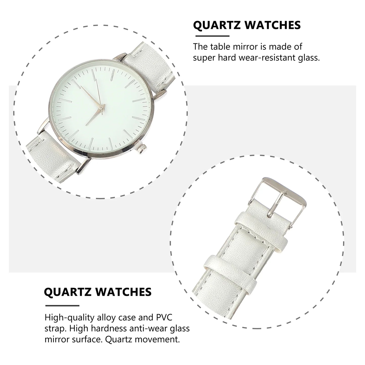 1 Pc Silver Watches PU Wristwatch Modern Watch Creative Couple Watches