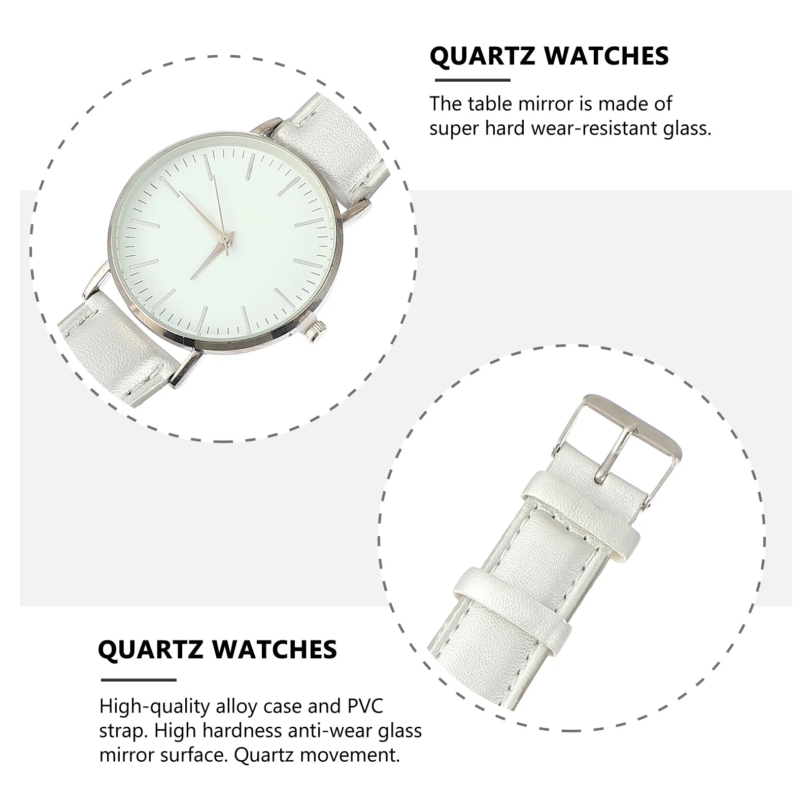 1 Pc Silver Watches PU Wristwatch Modern Watch Creative Couple Watches