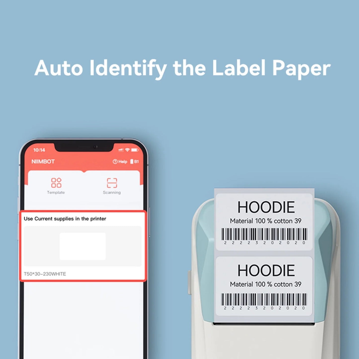 B1 Label Makers, 2 Inch Bluetooth Label Maker Auto Identification Portable Label Printer (Cyan)
