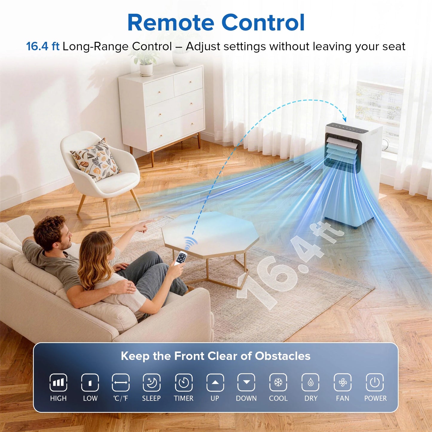 8000 BTU Ashare Portable Air Conditioner, 4-In-1 AC Unit with Fan, Cool and Dehumidifier, Sleep Mode, Remote Control, for Rooms up to 350 Sq Ft
