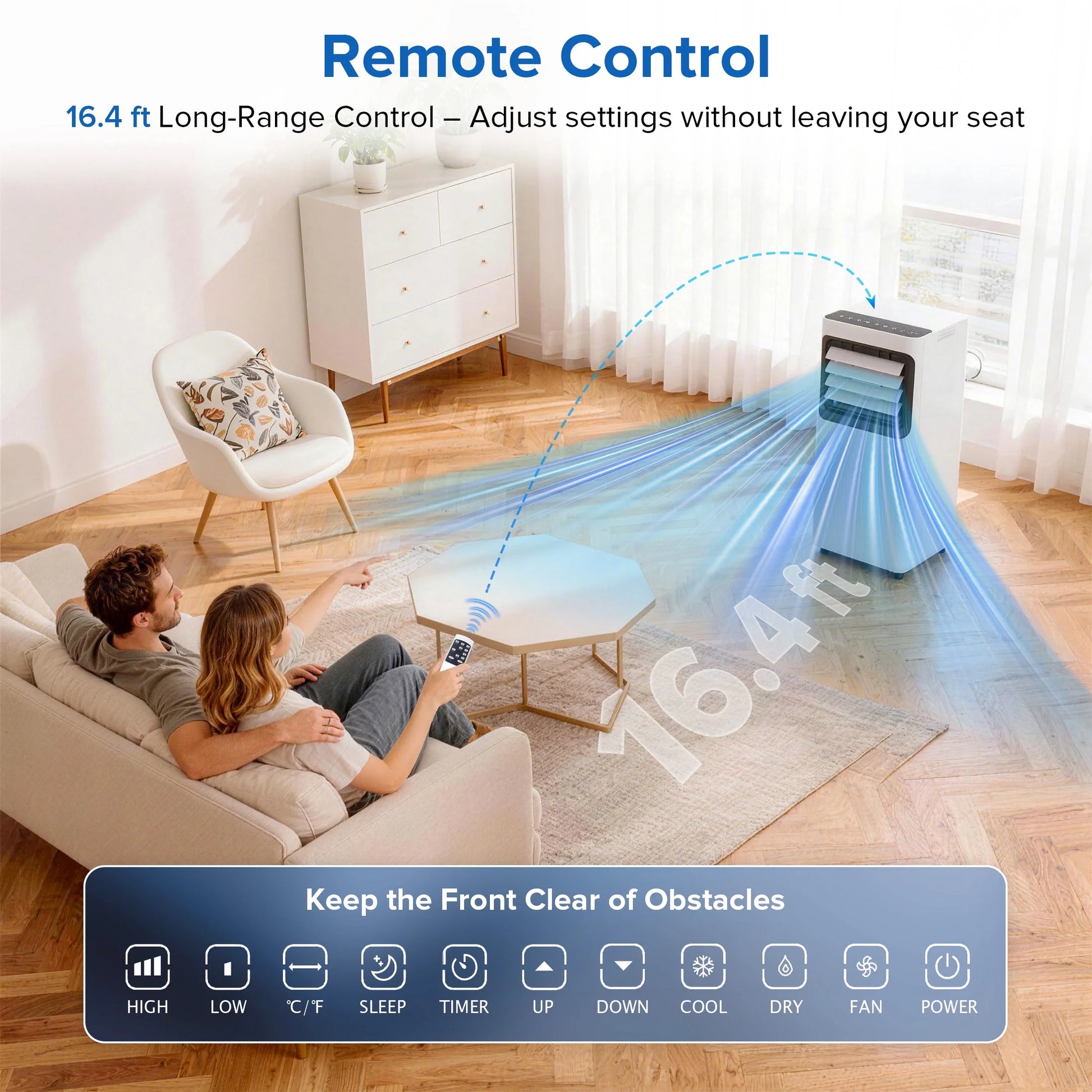 8000 BTU Ashare Portable Air Conditioner, 4-In-1 AC Unit with Fan, Cool and Dehumidifier, Sleep Mode, Remote Control, for Rooms up to 350 Sq Ft