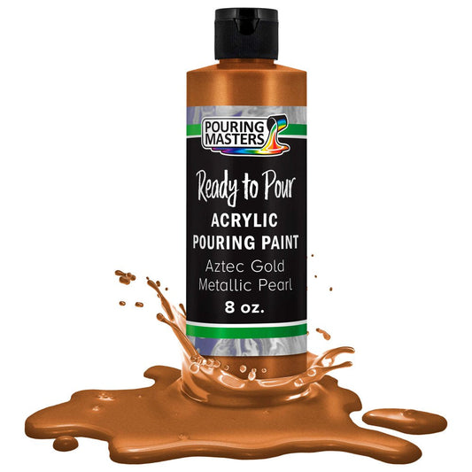 Pouring Masters Aztec Gold Metallic Pearl Acrylic Ready to Pour Pouring Paint – Premium 8-Ounce Pre-Mixed Water-Based - for Canvas, Wood, Paper, Crafts, Tile, Rocks and More