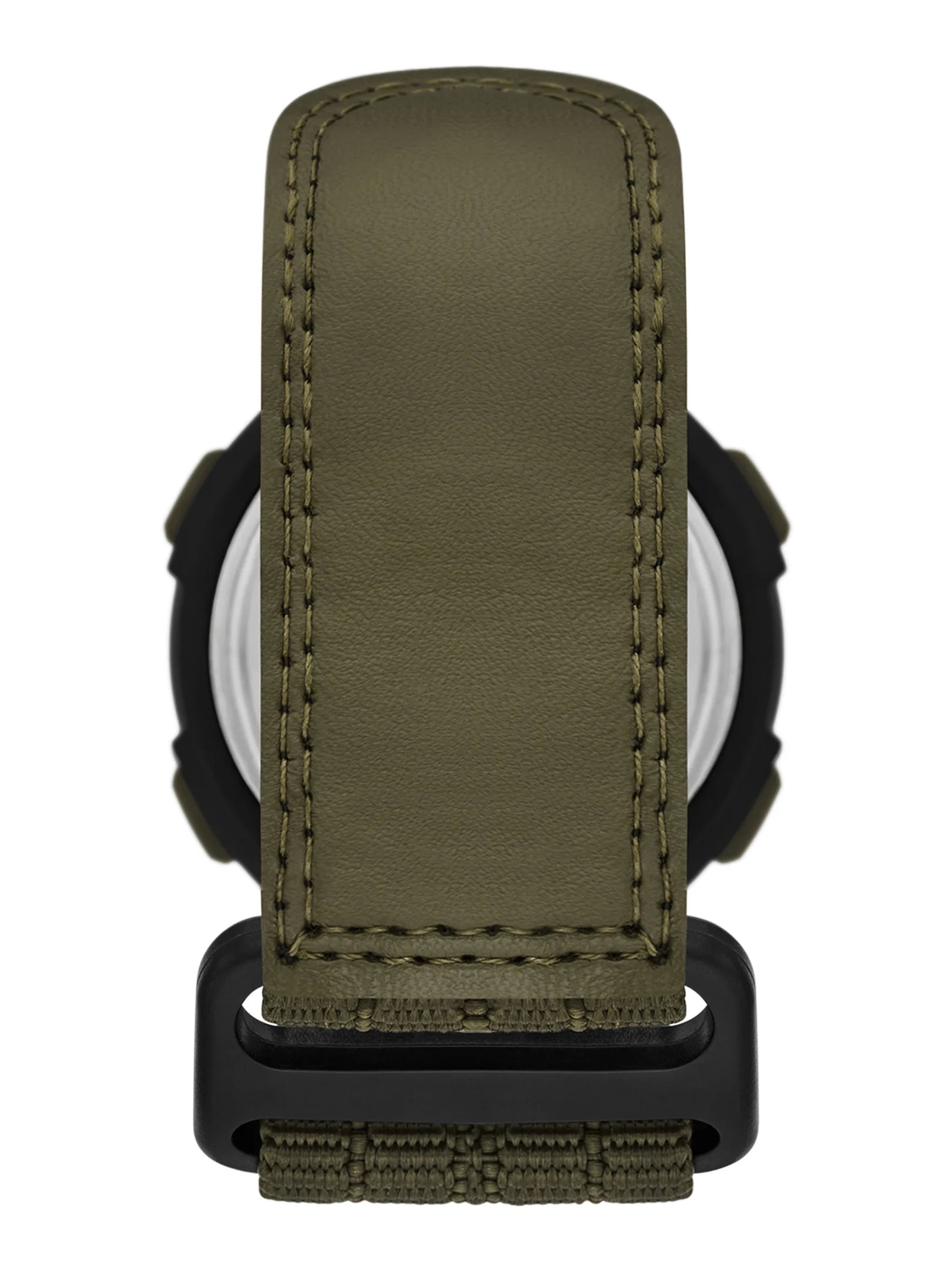 Men'S Digital Watch: Black round Case, Green Bezel, Positive Display, Green Fast-Fit Strap (FMDOGE055)