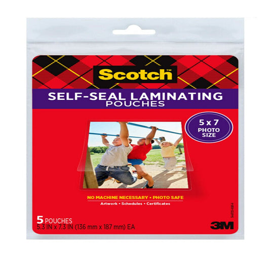 Self-Sealing Photo Laminating Sheets, Gloss, 5" X 7", 5 Sheets