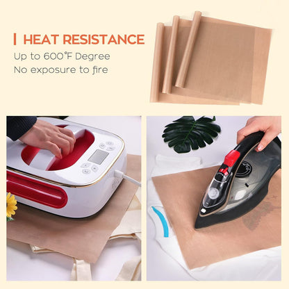 Automatic Heat Press Machine for T Shirts - Heat Press 15X15 & Teflon Sheets for Heat Press - 3 Pack Non Stick PTFE Teflon Sheet Reusable 12 X 16