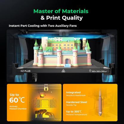 Creality K2 plus Combo 3D Printer, Multi Color Printing with New CFS 600Mm/S High-Speed Full Auto-Leveling Dual Al Camera Next-Gen Direct Drive Extruder Large Build Volume 13.78X13.78X13.78Inch