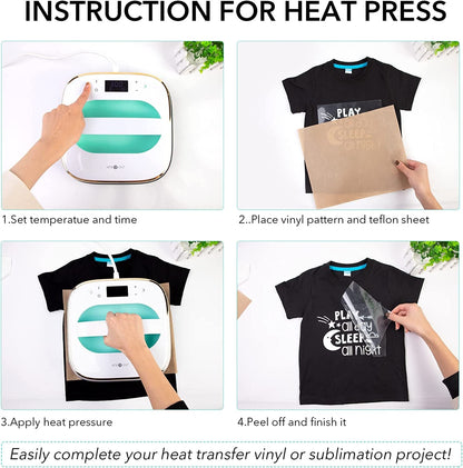 Heat Press Machine for T-Shirts, Portable Heat Press 10"X10", Iron Press for Sublimation and HTV Vinyl Shirt Press Machine for Hat, Bags, Heating Transfer Projects (Mint Green)