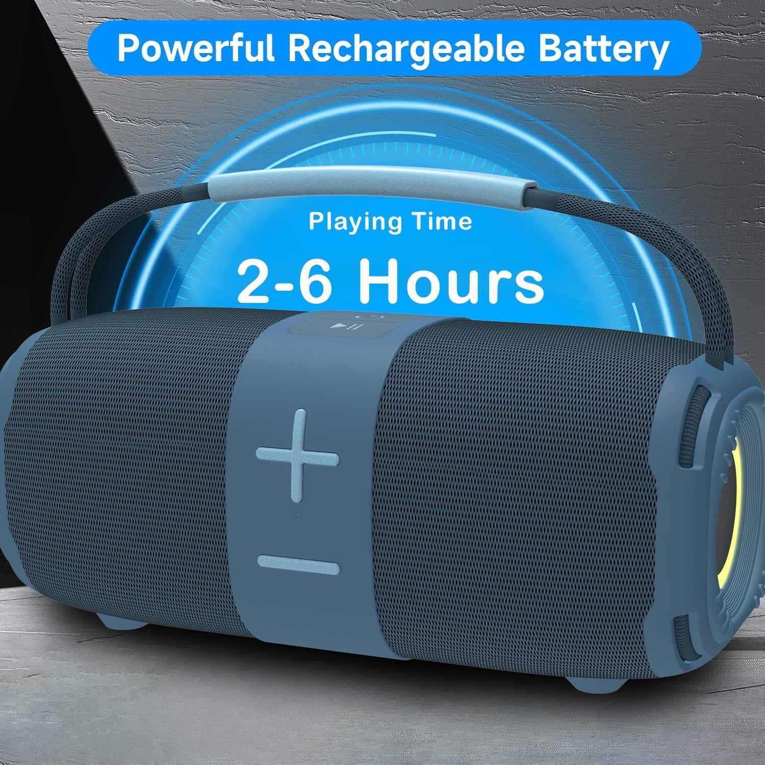 Portable Bluetooth 5.3 Speaker,Wireless Speaker with Dynamic LED Lights and Powerful 360° Sound,Tws Pairing,Outdoor Music Party Show,Blue