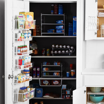 over the Door Rack Organizer with 6 Tier Adjustable Shelves Powder Coated Steel White