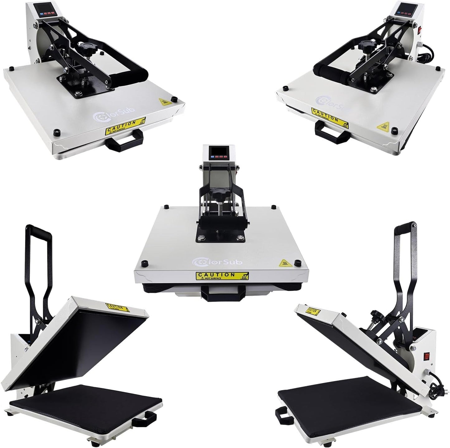 Colorsub Heat Press Machine for T-Shirt 15X15, Digital Industrial Quality Heat Press Machine Clamshell Transfer Sublimation Print Press Machine White
