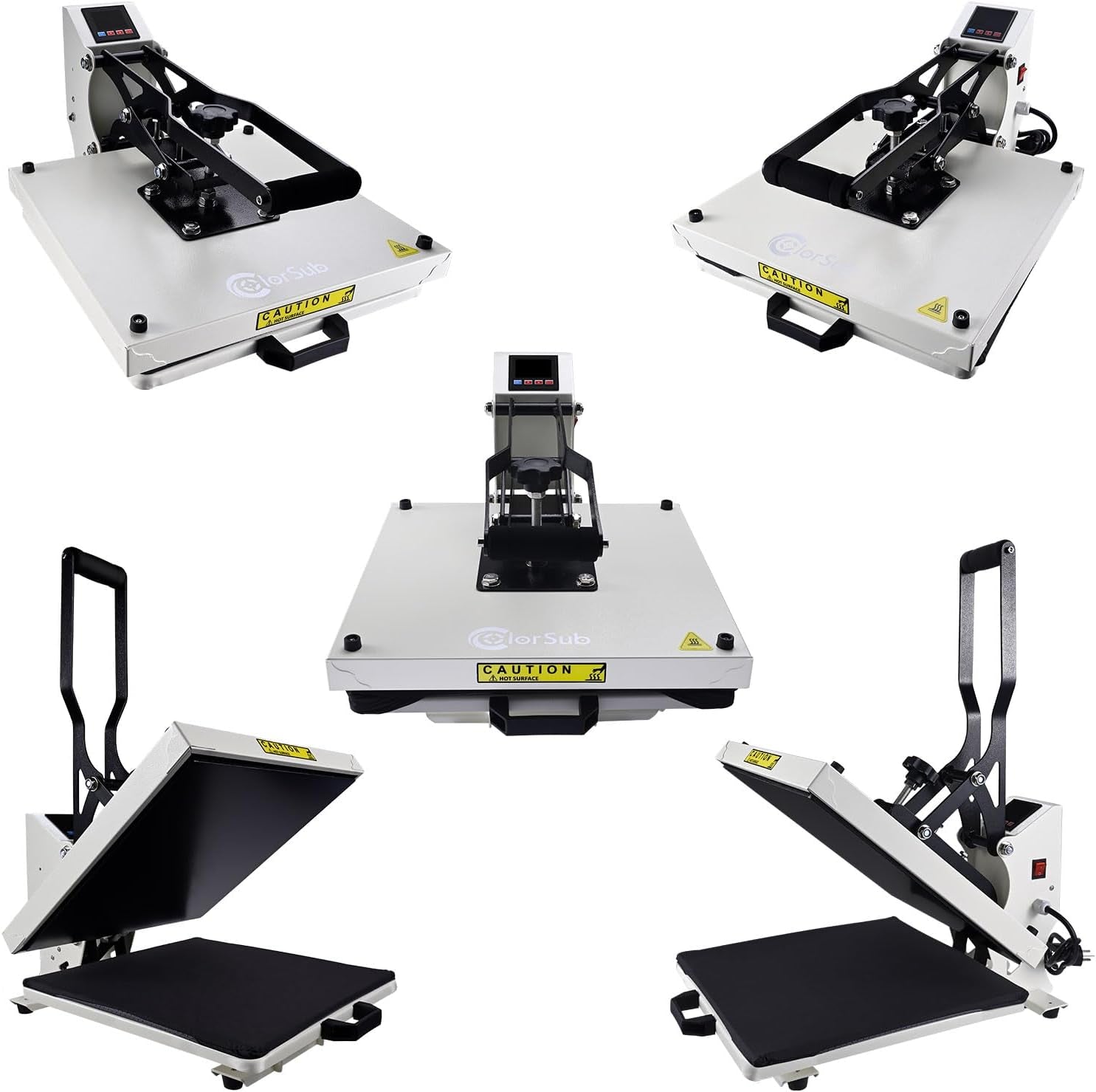 Colorsub Heat Press Machine for T-Shirt 15X15, Digital Industrial Quality Heat Press Machine Clamshell Transfer Sublimation Print Press Machine White