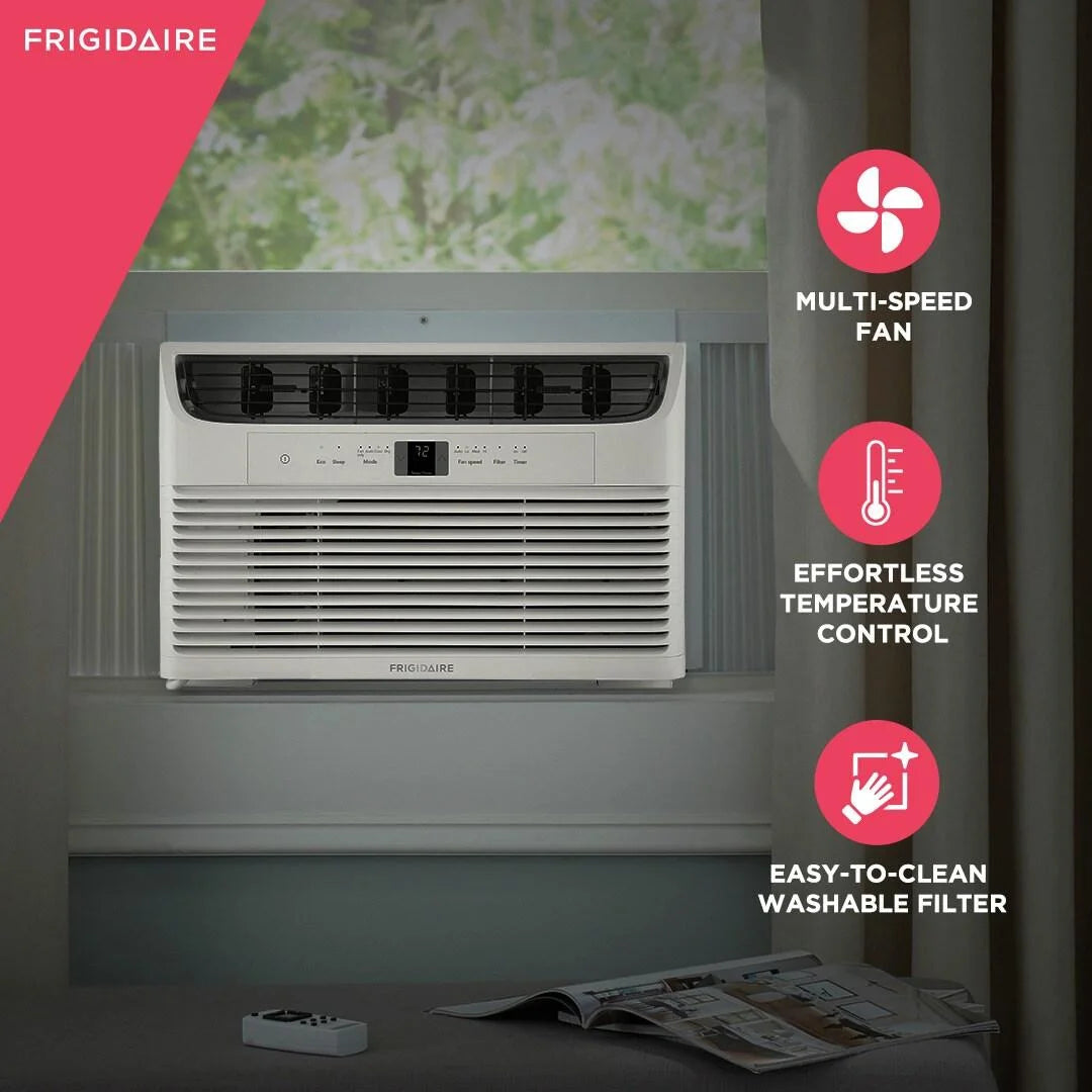 FFRA062WA1 19" Window-Mounted Air Conditioner with 6000 BTU Cooling Capacity; Sleep Modem; Programmable 24-Hour On/Off Timer and Remote Control in White