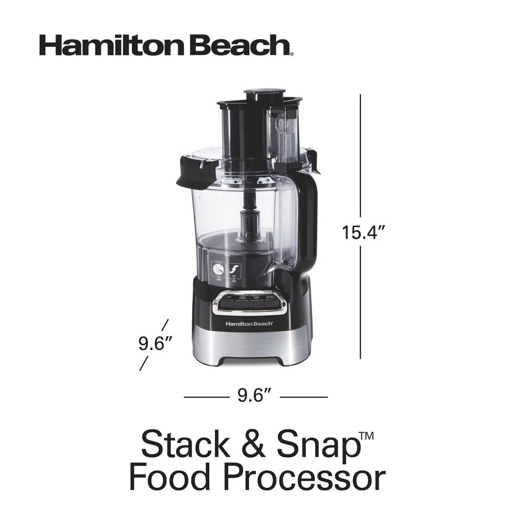 Stack and Snap Food Processor with Big Mouth, 10 Cup Capacity, Black and Stainless, 70723