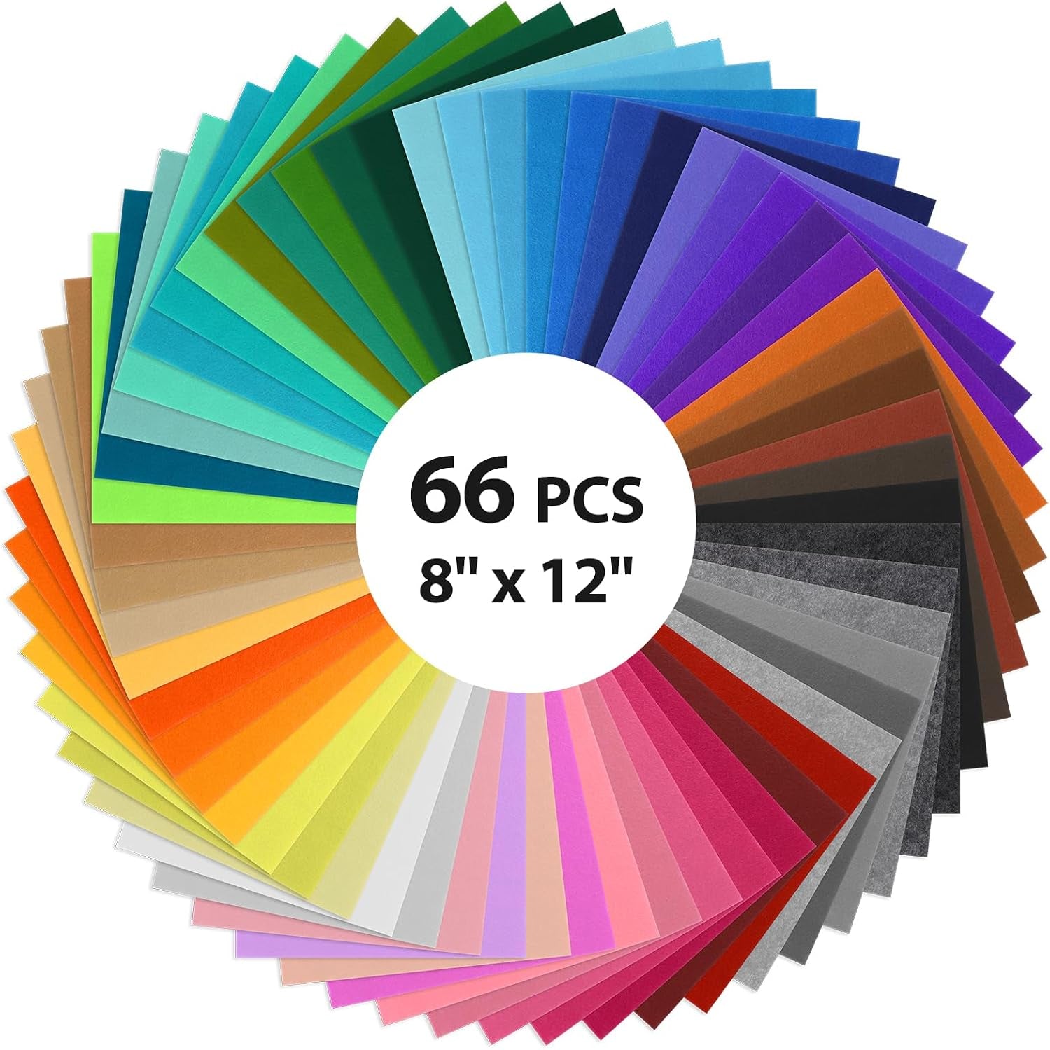 12X8 Inch 66Pcs 40 Colors Felt Sheets, DIY Craft Supplies | Sewing, Patchwork, Card Making and Art Projects