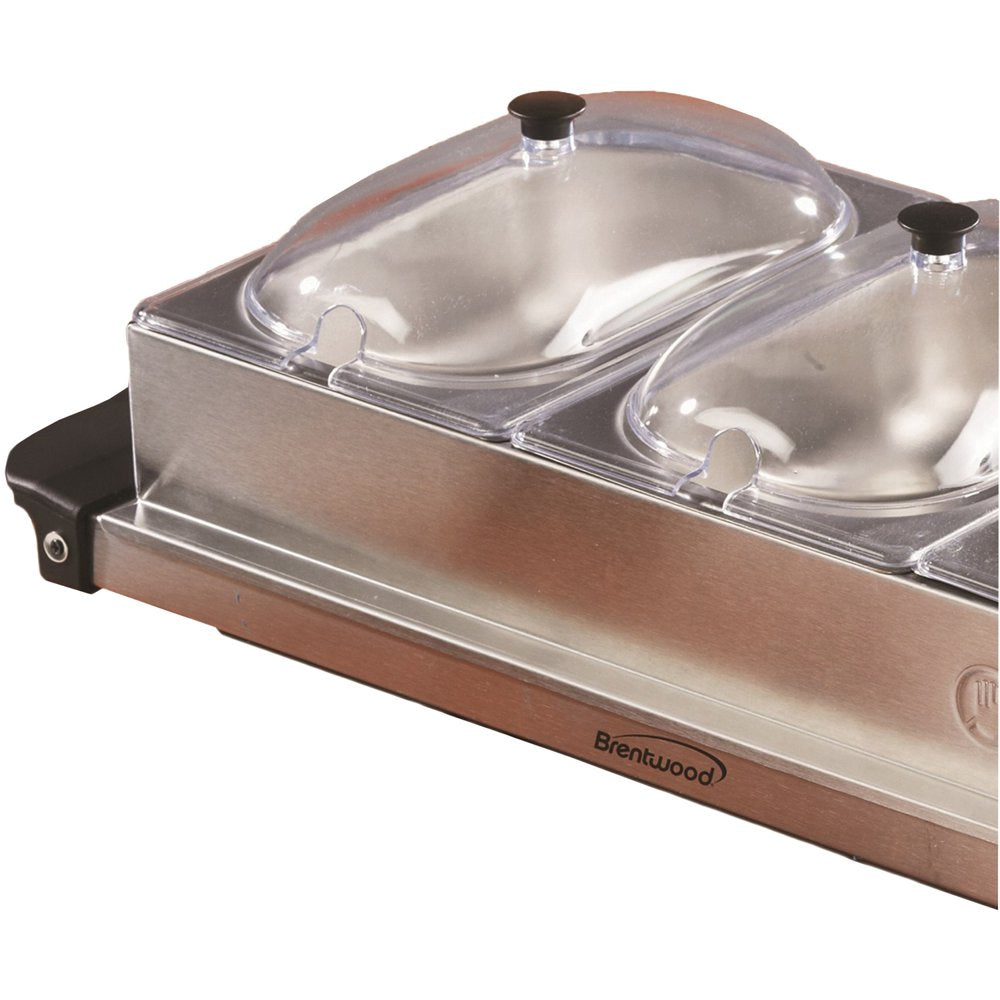 180-Watt 4.5-Qt. 3-Pan Buffet Server and Warming Tray, Silver