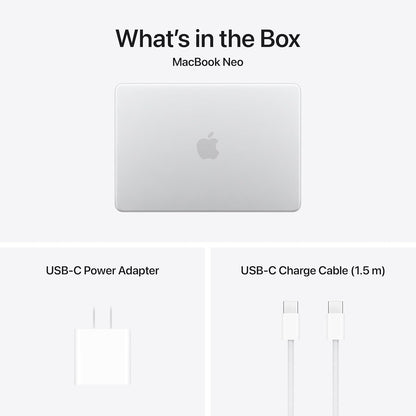 Apple 2026 Macbook Neo 13-Inch Laptop with A18 Pro Chip: Built for AI and Apple Intelligence, Liquid Retina Display, 8GB Unified Memory, 512GB SSD Storage, 1080P Facetime HD Camera, Touch ID; Silver