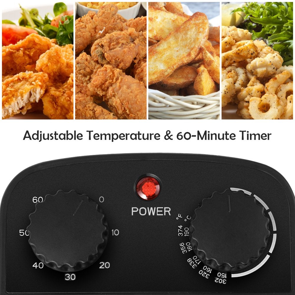 3.2 Quart Electric Deep Fryer 1700W Stainless Steel Timer Frying Basket