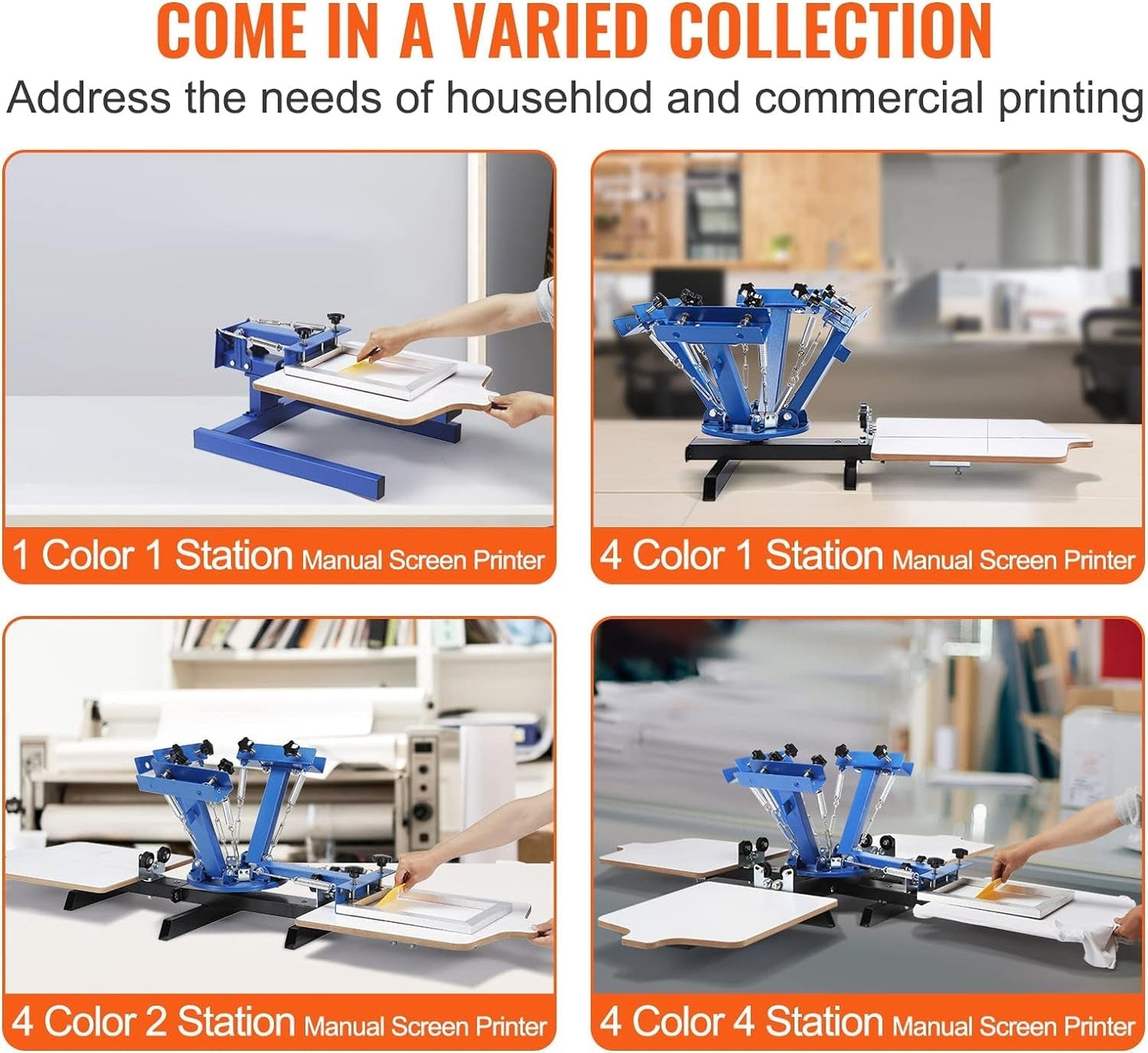 Screen Printing Machine, 4 Color 1 Station 360° Rotable Silk Screen Printing Press, 21.2X17.7In / 54X45Cm Screen Printing Press, Double-Layer Positioning Pallet for T-Shirt DIY Printing