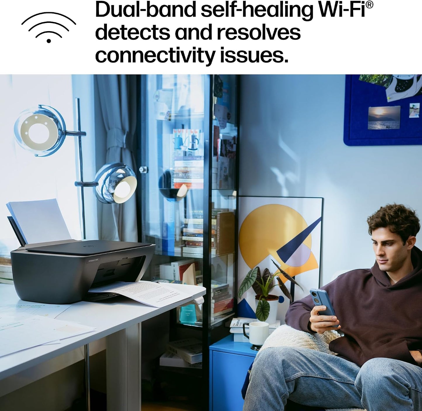 HP Deskjet 2955 Wireless All-In-One Color Inkjet Printer, Scanner, Copier, Best-For-Home, 3 Month Trial of Instant Ink Included, Ai-Capable (A24HJA)
