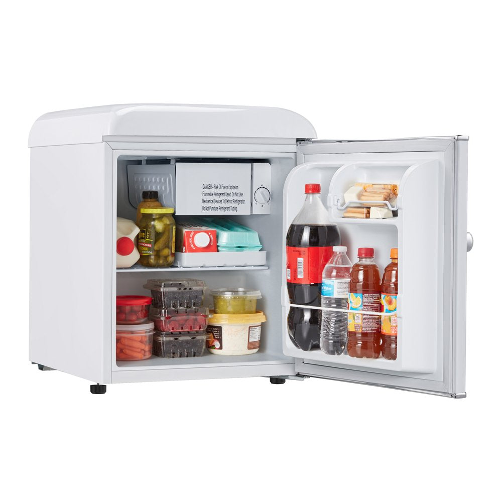 1.7 Cu Ft Retro Mini Fridge, White, Estar, New