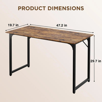 47 Inch Computer Desk Modern Writing Desk, Simple Study Table, Industrial Office Desk, Sturdy Laptop Table for Home Office, Vintage