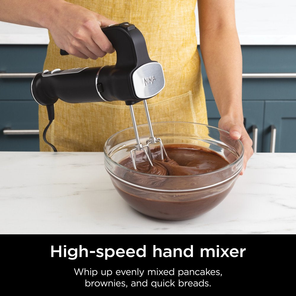 Foodi Power Mixer System, Black Hand Blender and Hand Mixer Combo with Whisk and Beaters, 3-Cup Blending Vessel, CI100