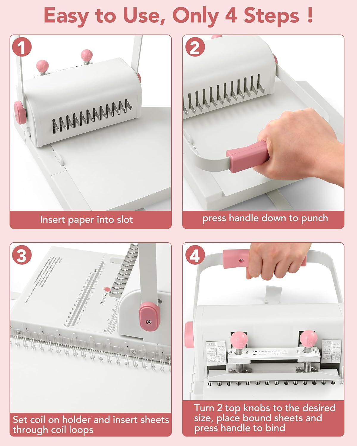 MAKEASY Binding Machine Hole Pitch 2:1 - Portable Book Binding Kit with 10PCS 5/8'' Binding Wires & Plier, for DIY Notebooks, Albums, Journals, and Calendars – Circle Holes, 20 Sheet Punch Capacity