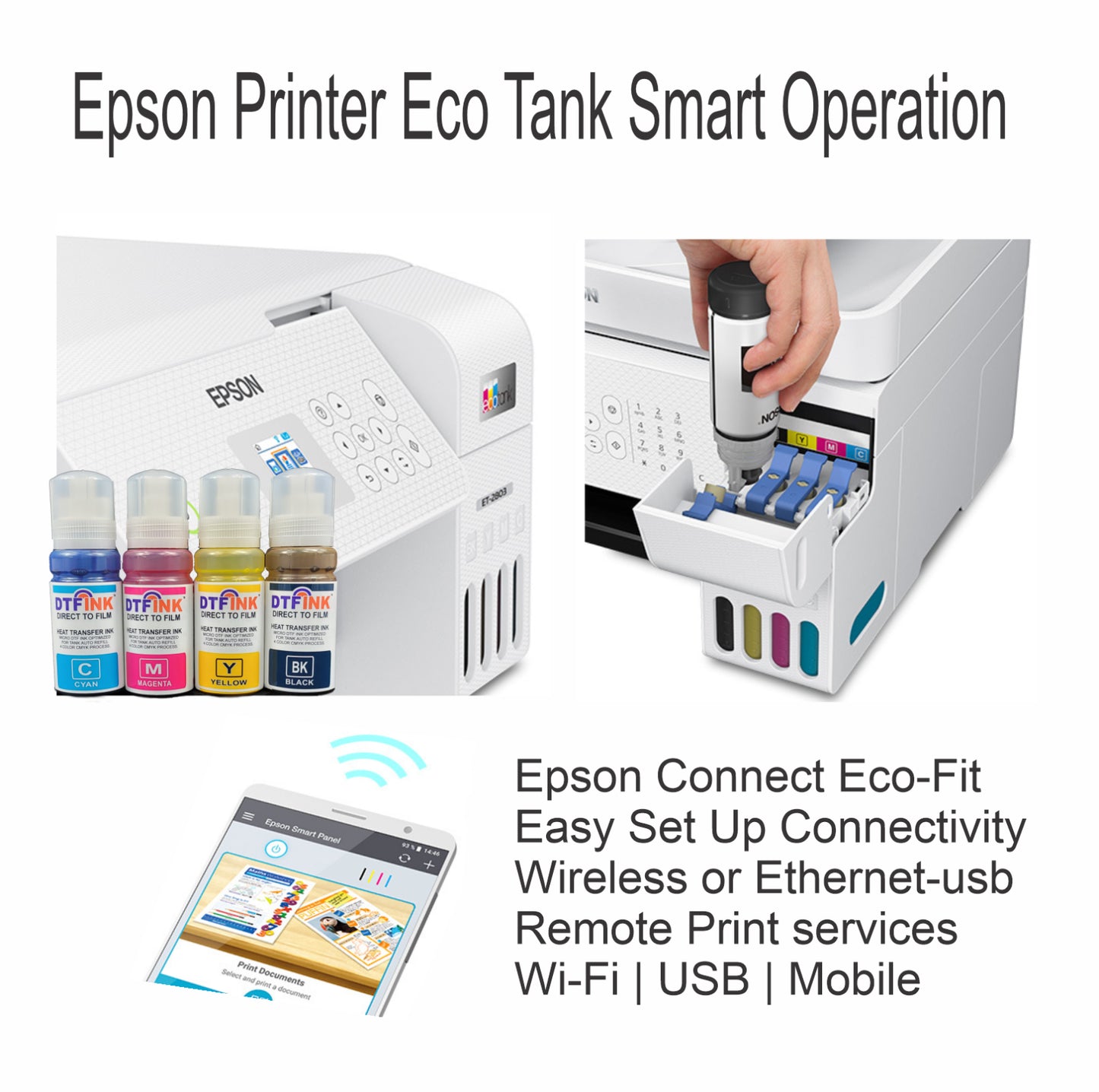 Epson Printer with DTF Ink + Heat Press 15"X15" Printing Heat Transfer T-Shirt