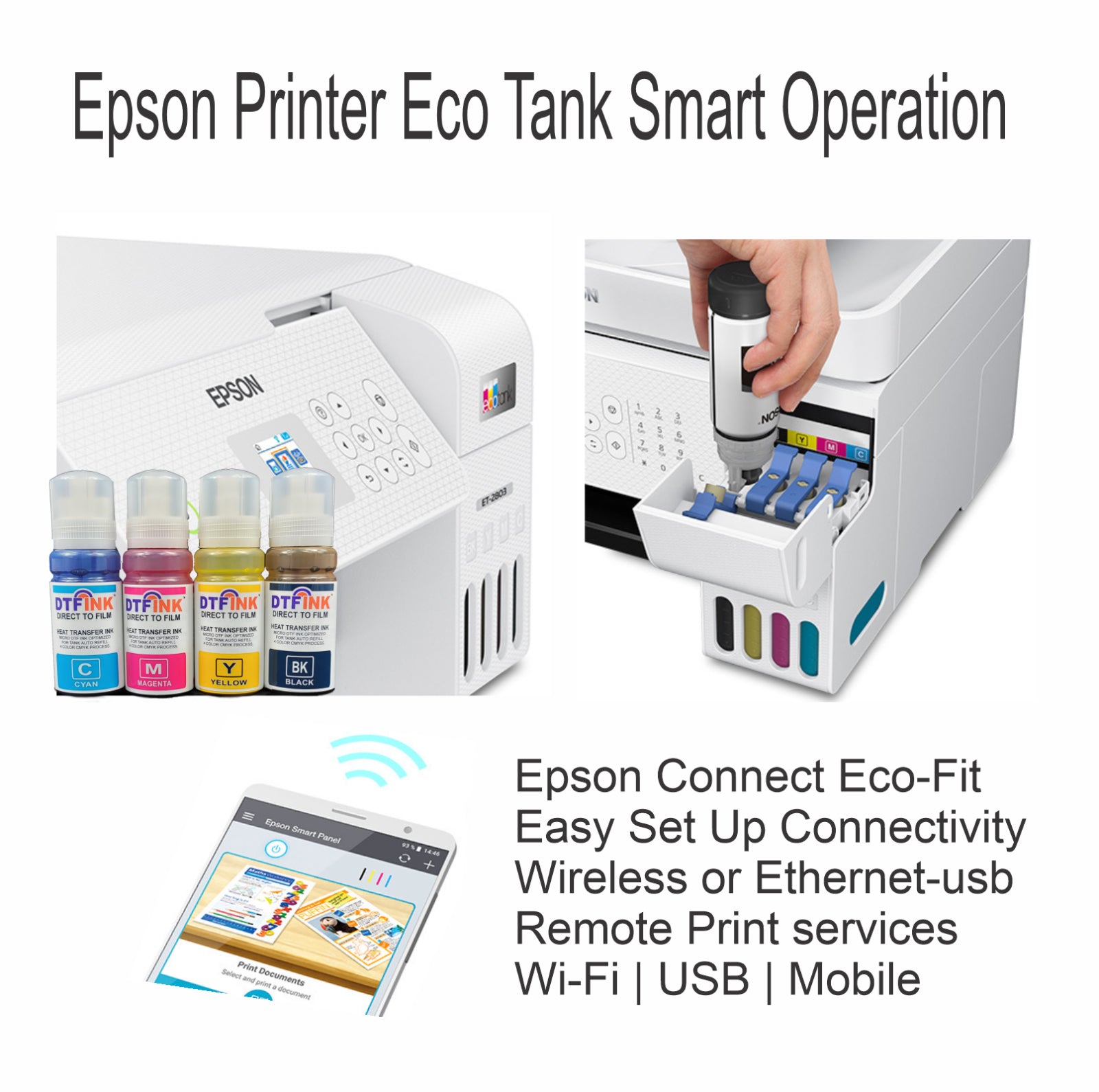 Epson Printer with DTF Ink + Heat Press 15"X15" Printing Heat Transfer T-Shirt