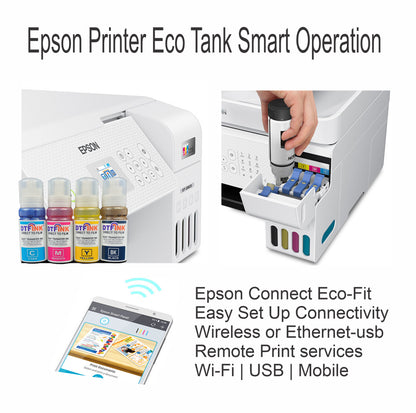 Epson Printer with DTF Ink + Heat Press 15"X15" Printing Heat Transfer T-Shirt