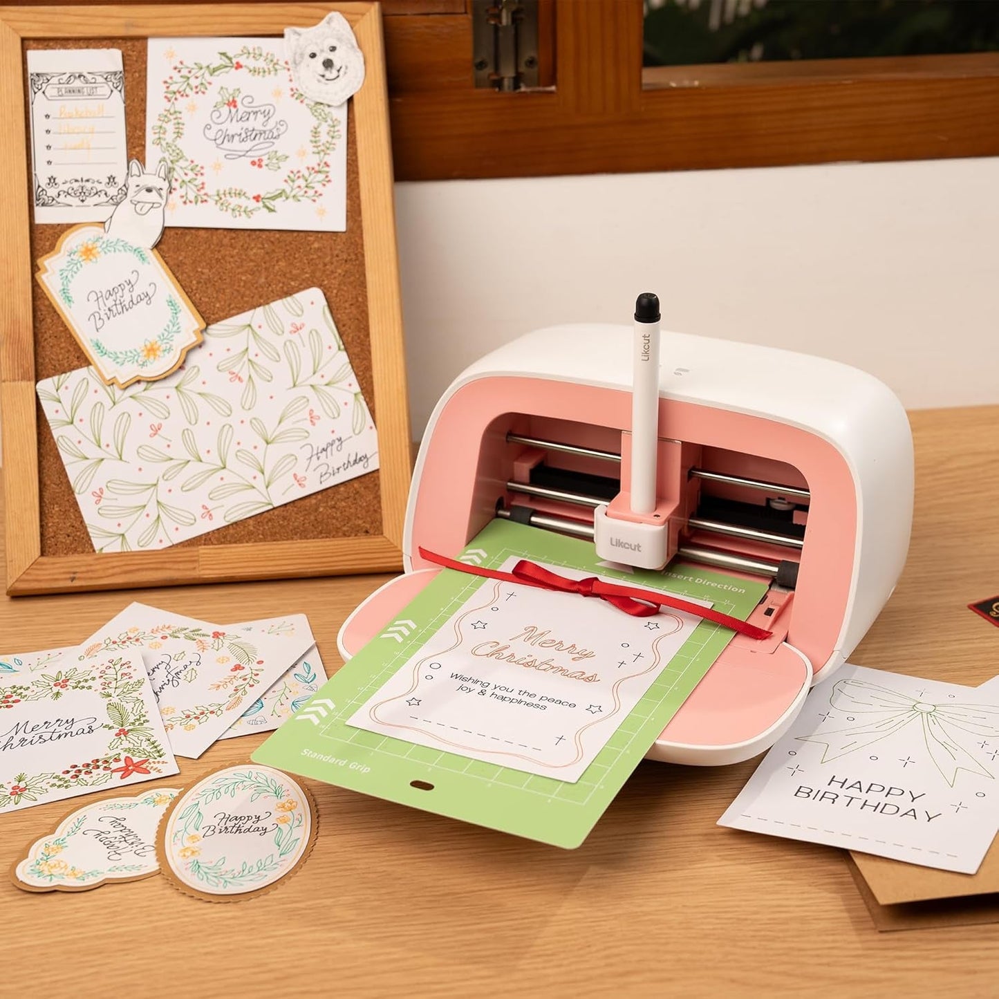 Portable Vinyl Cutter with Fine Point Pens, 4 Black Watercolor Ink Pens for Writing, Drawing, Coloring, Stickers Labeling 0.4Mm