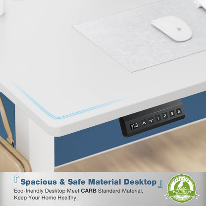 Electric Standing Desk, Height Adjustable Desk, 55 X 24 Inches Ergonomic Stand up Desk with Memory Preset and T-Shaped Metal Bracket for Home Office