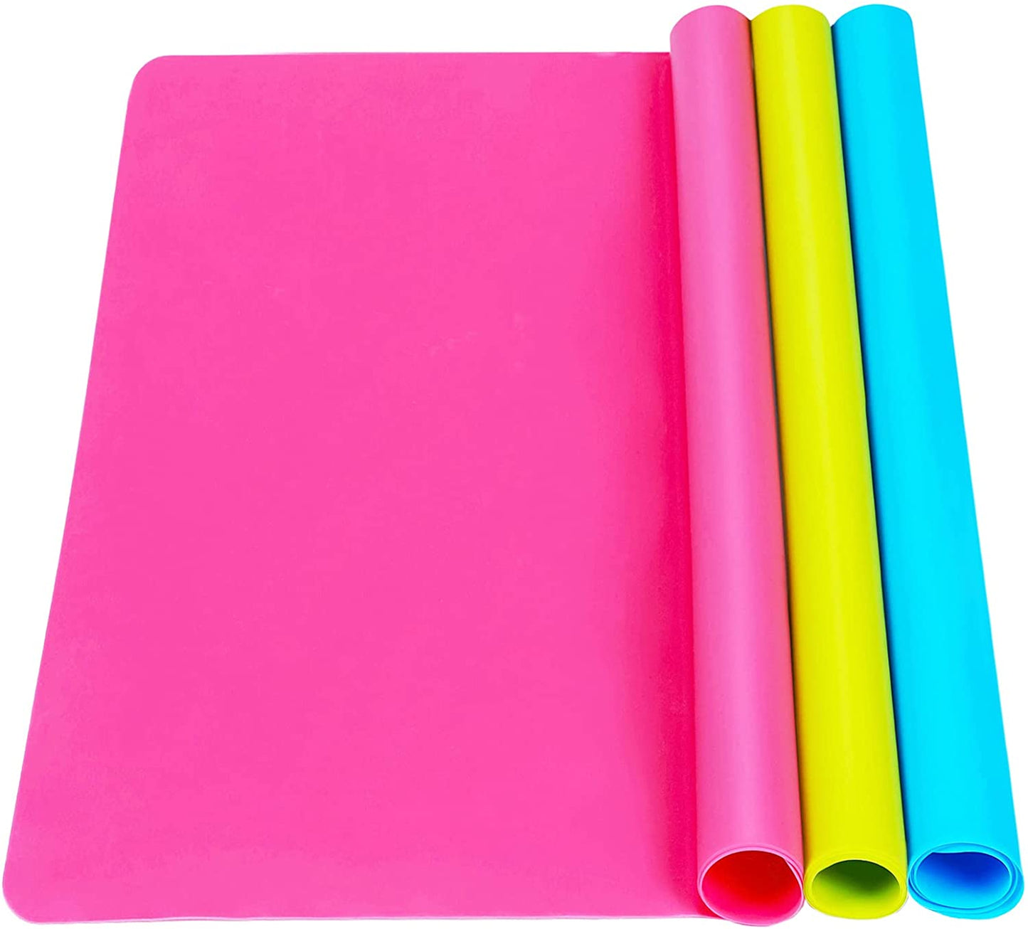 3 Pack Silicone Mat Large Silicone Sheets for Crafts, Liquid, Resin Jewelry Casting Molds Mat, Silicone Placemat 15.7” X 11.8” (Blue & Rose Red & Green)