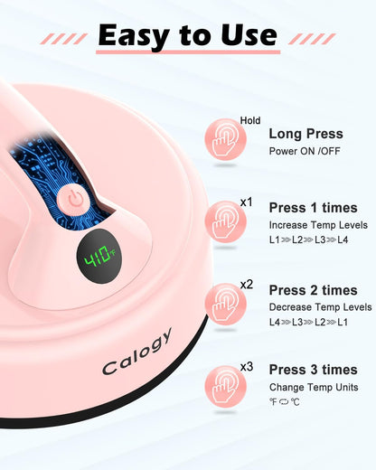 Calogy Mini Heat Press, Small round Heat Press Machine 5" Diameter, Portable Iron 4 Levels Temp Max 410℉ for Heating Transfer Sublimation Crafts, DIY Coaster, Bag, Pillow, Ceramic (Baby Pink)