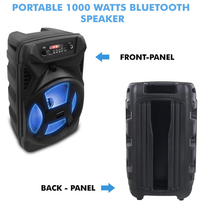 (Qty 2)  500W Portable 8" Bluetooth Speaker with Woofer & Tweeter (Black)