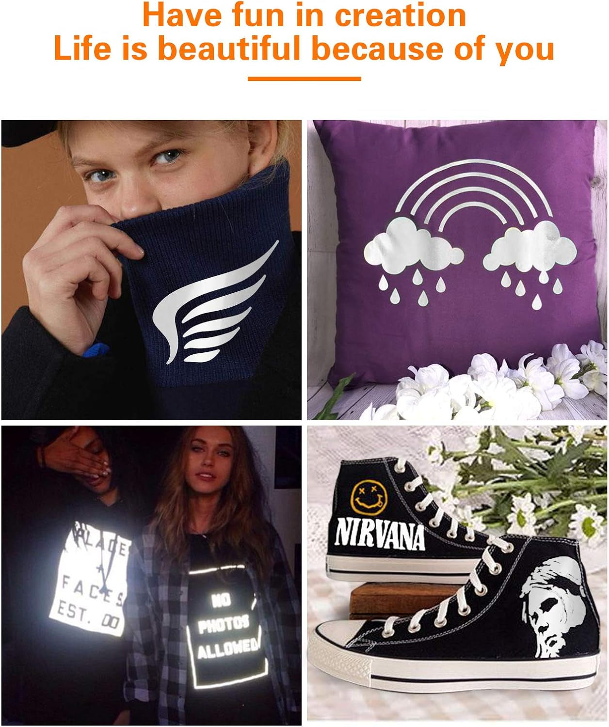 Reflective Heat Transfer Vinyl HTV Roll: 12"X10' Silver Iron on Vinyl Roll for T-Shirt (Light Grey)