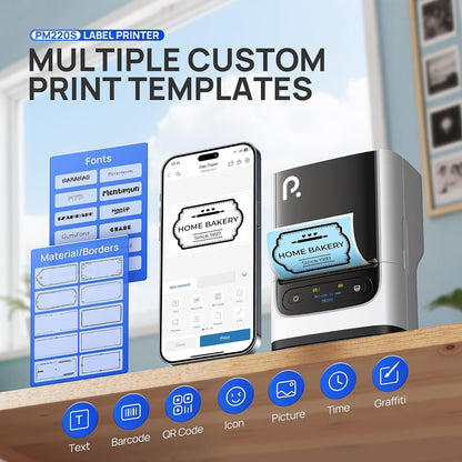 PM220S Label Maker Machine with Tape, 2 Inch Bluetooth Thermal Label Printer, Portable Sticker Printer for School, Office, Home, Business, Label Maker with 2'' X1.18'' Labels, White