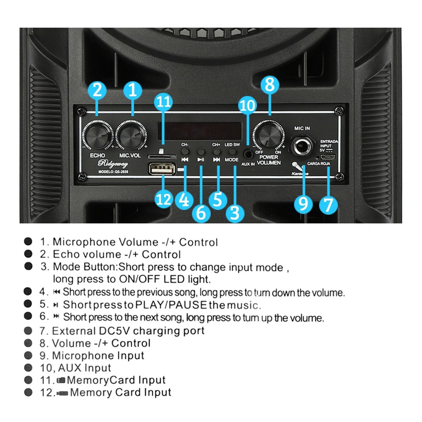 Dual 6.5" Woofer Portable FM Bluetooth Party Speaker Heavy Bass Sound Remote Control