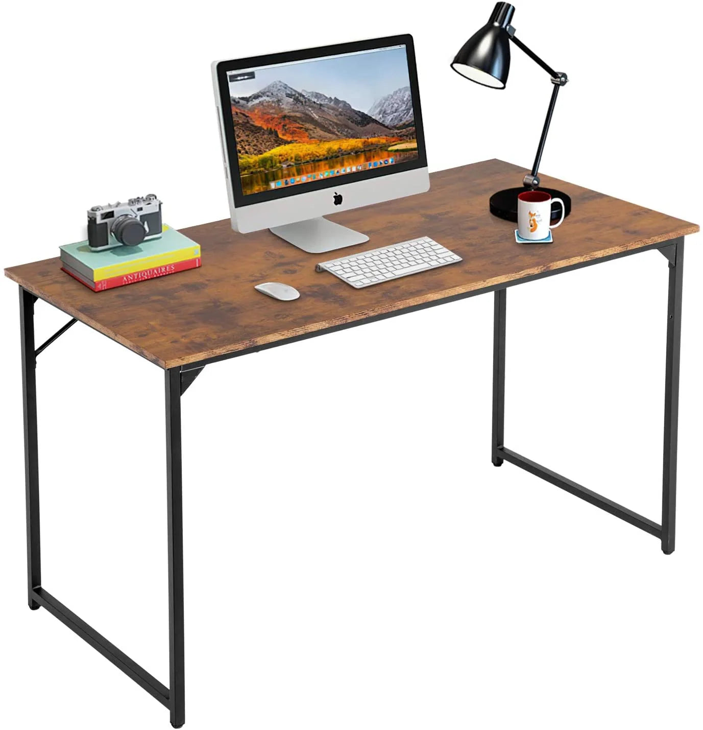 47.2 Inches Computer Desk,Modern Simple Style PC Desk with Metal Frame，Brown