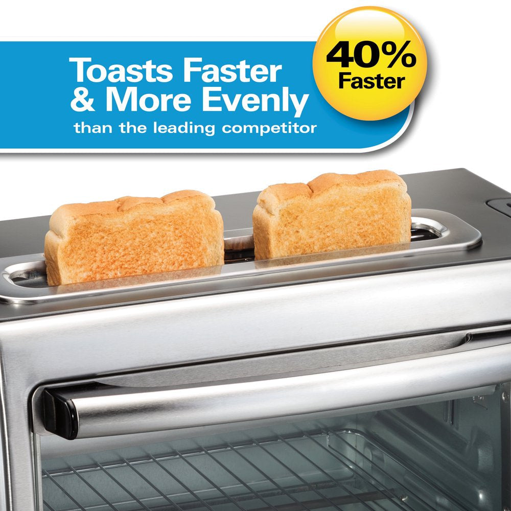 2-In-1 Countertop Oven and Long Slot Toaster, Stainless Steel, 60 Minute Timer and Automatic Shut off , 31156