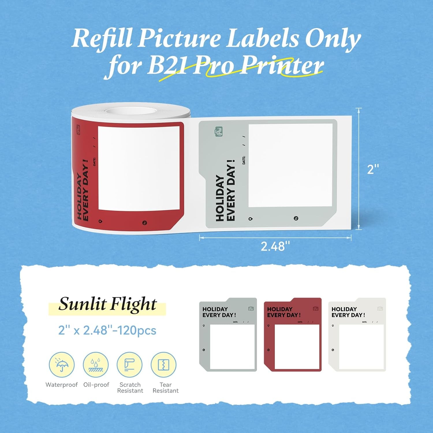 NIIMBOT Photo Labels– Print HD Thermal Labels(2''X2.5'', 50X63Mm) for Memories, Notes, Lists & DIY Projects – Compatible with Pro Series Label Makers