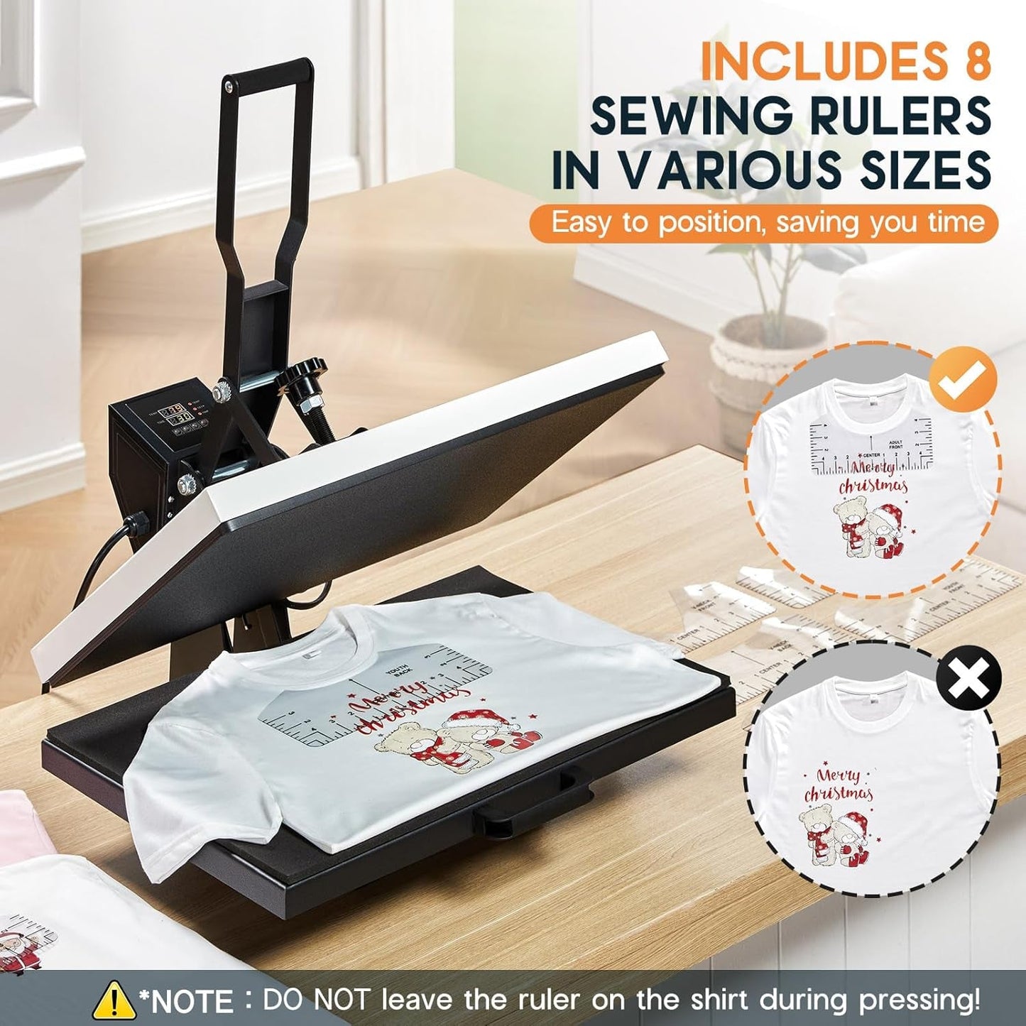 SPECRAFT 16X24 Heat Press, Industrial Digital Sublimation Machine for T-Shirts, Clamshell Design with Sewing Rulers, White