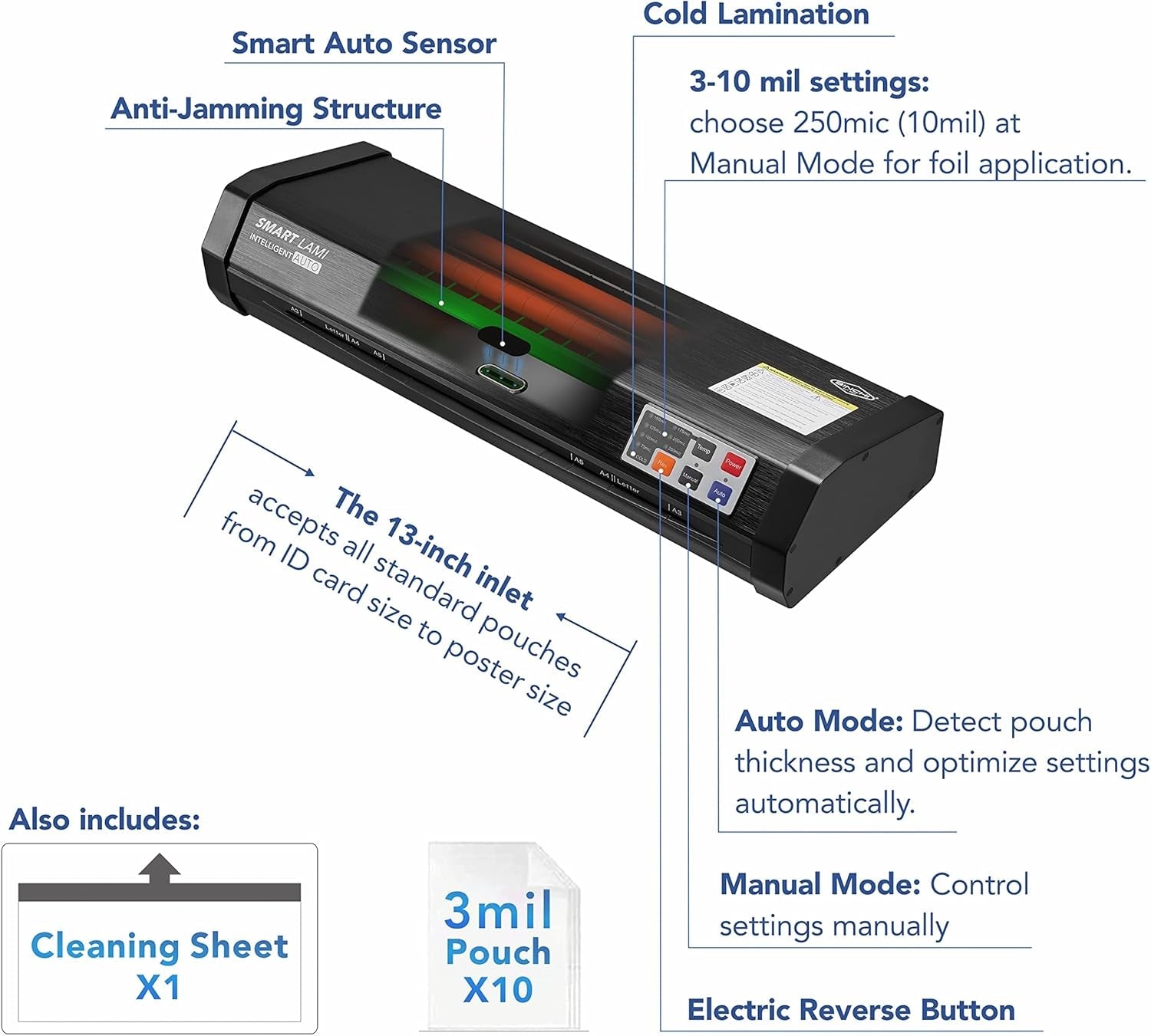 SINCHI Laminator & 3 Mil 200 Pack & 5 Mil 100 Pack Laminating Sheets
