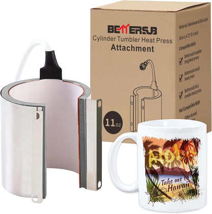 Bettersub Mug Cup Press Heating Transfer Attachment Silica Gel 110V for Heat Press Machine Transfer Sublimation Cylindrical (US Cylindrical 11Oz)