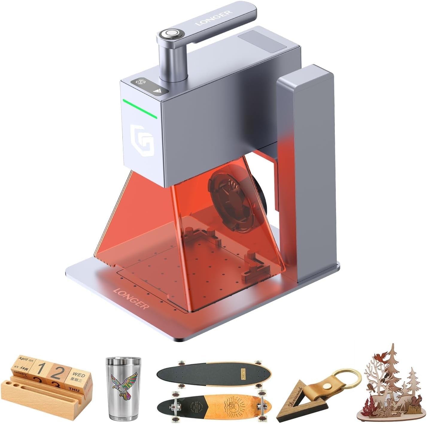 Longer Nano 6000Mw Desktop Laser Engraver, 0.05Mm Precision 5000Mm/S Engraving Speed, 3.3K Resolution, Laser Cutter and Engraver for Wood, Metal, Acrylic, Leather 100X100Mm Work Area