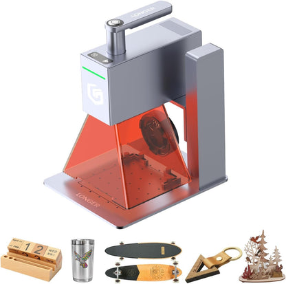 Longer Nano 6000Mw Desktop Laser Engraver, 0.05Mm Precision 5000Mm/S Engraving Speed, 3.3K Resolution, Laser Cutter and Engraver for Wood, Metal, Acrylic, Leather 100X100Mm Work Area